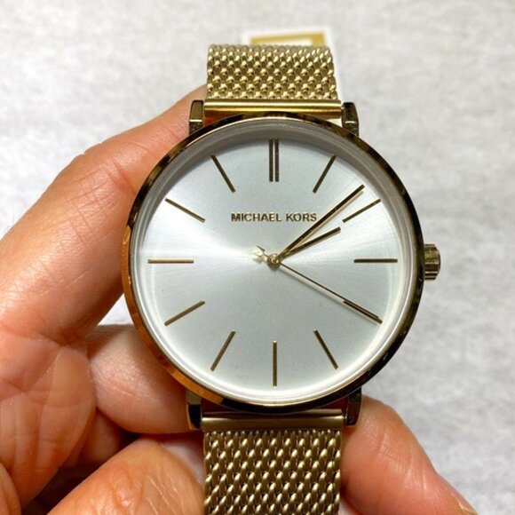 Michael Kors MK7150 Auden Three-Hand Gold-Tone Alloy Watch - Picture 1 of 9